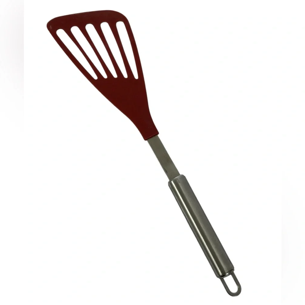 Kuhn Rikon Slotted Angle Turner Fish Flipper Spatula Swiss Made Stainless Red